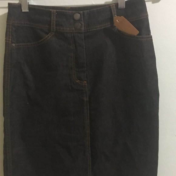 Long Denim Pencil Jean Skirt - Item#4 - Picture 3 of 5